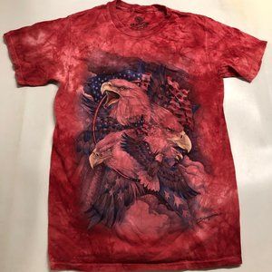 The Mountain American Bald Eagle Patriotic Bird US Flag Eagles Red T-Shirt S